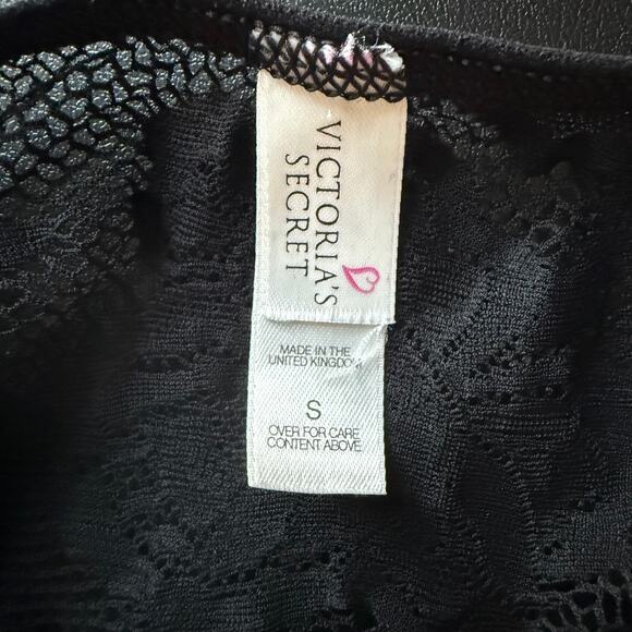 VINTAGE 90s VICTORIA'S SECRET S Black Lace Bodysuit Feminine Coquette Romantic - Picture 5 of 8